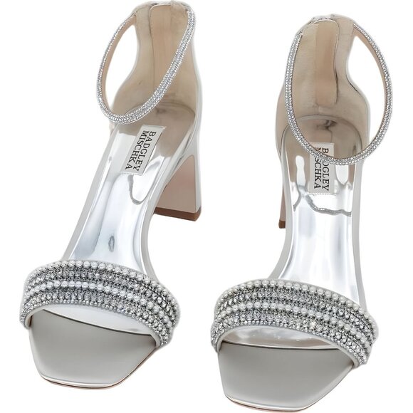 Badgley Mischka Kameryn Heeled Sandal, Morning Fog, Size 9, Missing Jewel - Picture 5 of 6